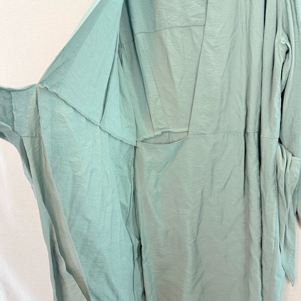 Vince women’s warp collared Long sleeve v neck mini dress viscose blend green XL - Picture 10 of 11